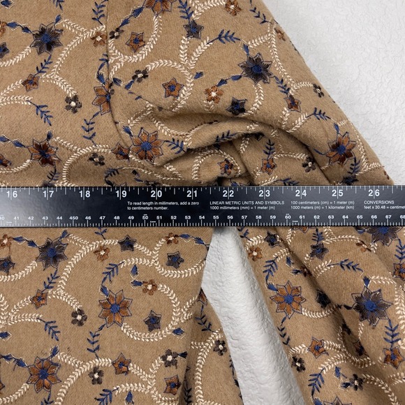 Vintage Oscar de la Renta Embroidered Camel Hair Collarless Jacket Medium Boho - Picture 9 of 9